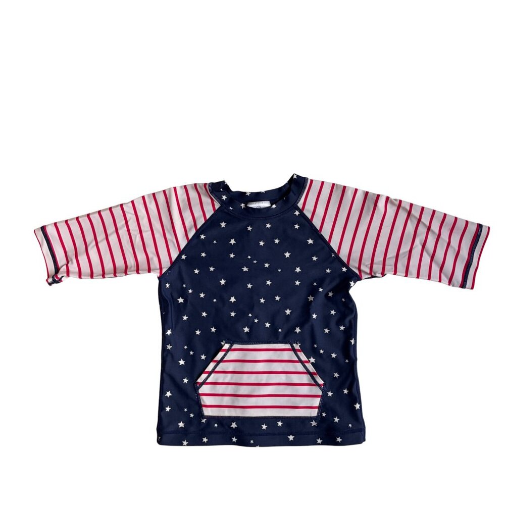 Hanna Andersson Red, White & Blue USA Flag Rash Guard - Size 8